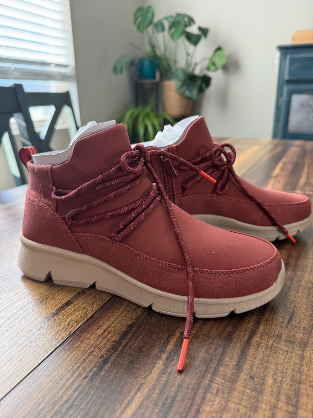 Ryka Women's Ankle Booties in Burgundy with Cream Soles